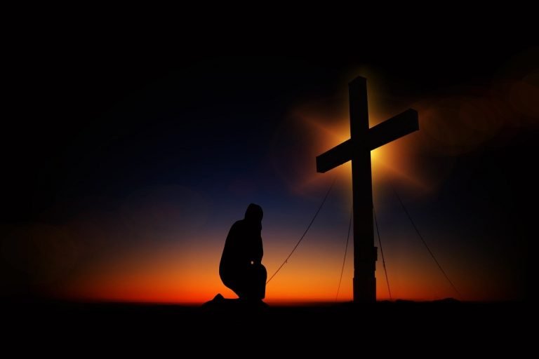 cross, sunset, humility